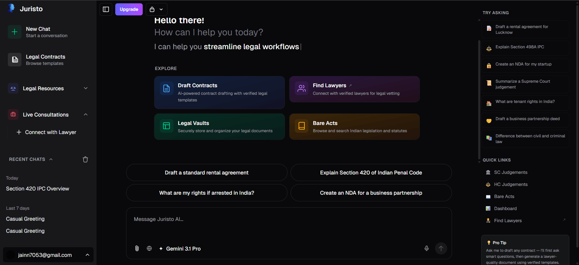 Juristo AI Interface